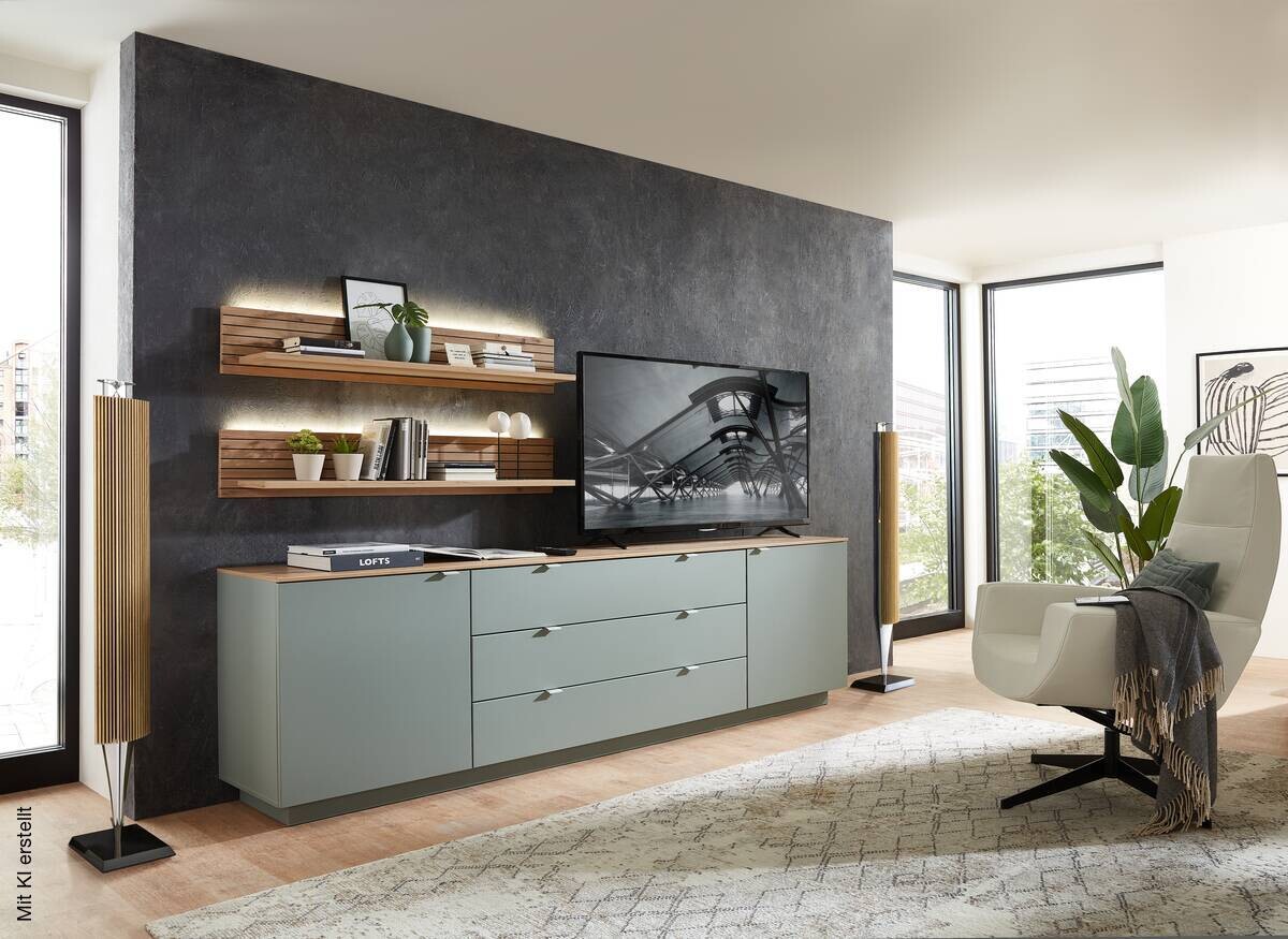 Sideboard Core salbei Eiche Artisan Nachbildung B/H/T: ca. 240x77x44 cm