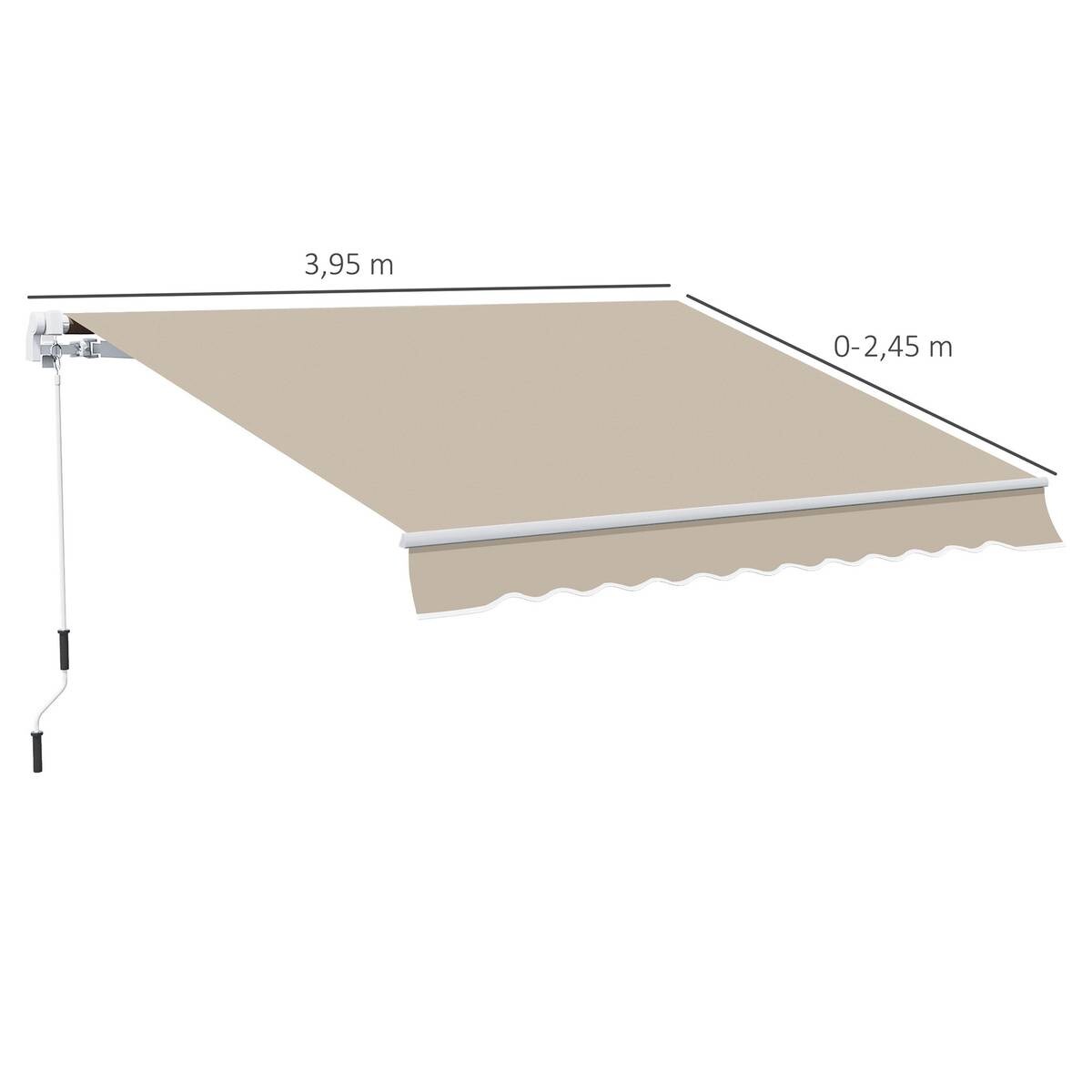 Outsunny Fenstermarkise mit Handkurbel weiß B/T/L: ca. 395x350x245 cm