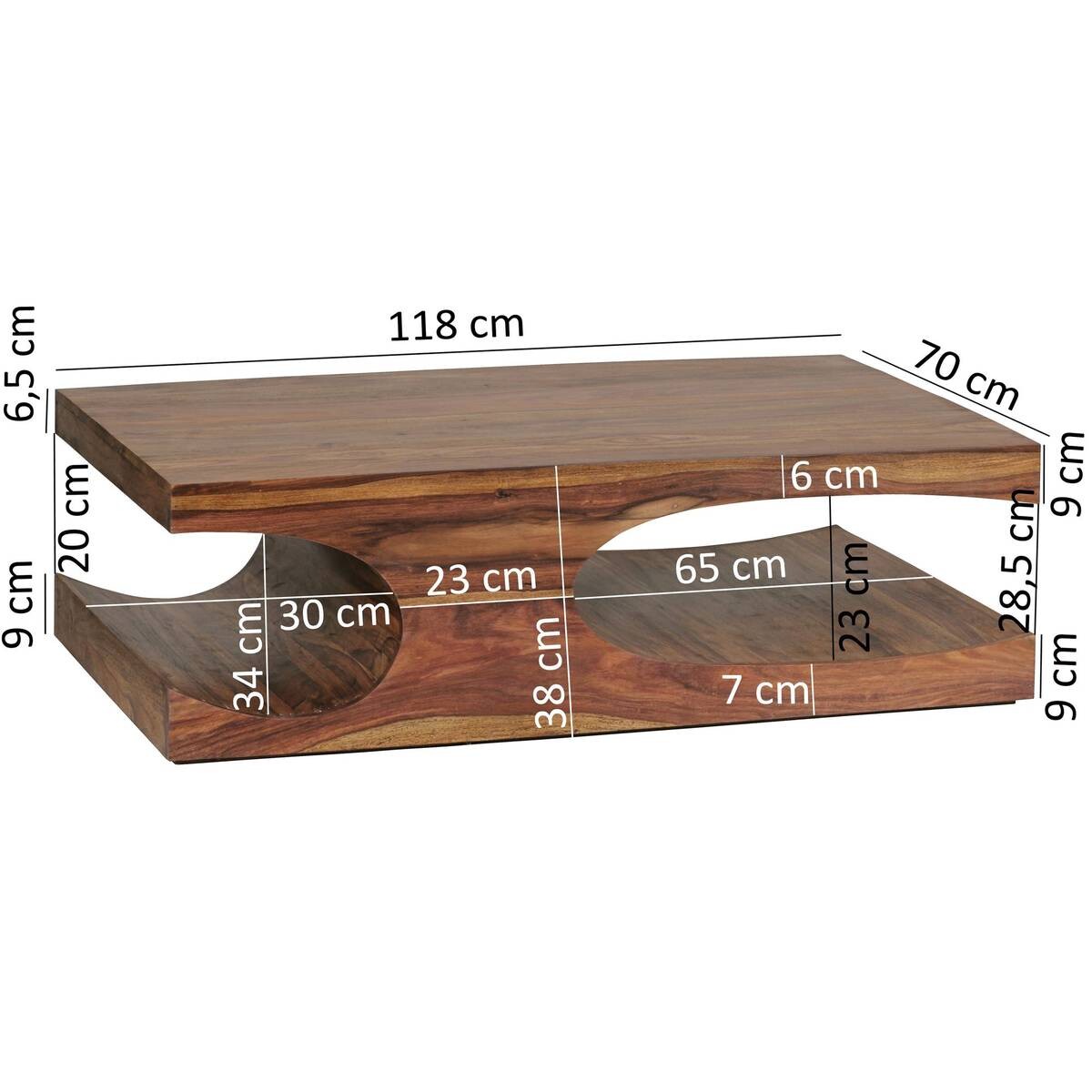 Wohnling Couchtisch braun B/H/T: ca. 118x38x70 cm