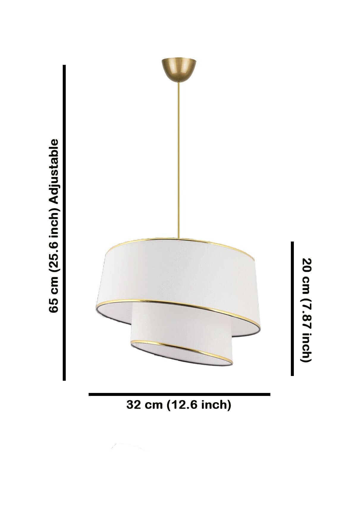 Opviq Pendelleuchte Barette gold weiß Metall Stoff B/H/L: ca. 32x70x32 cm E27 1 Brennstellen