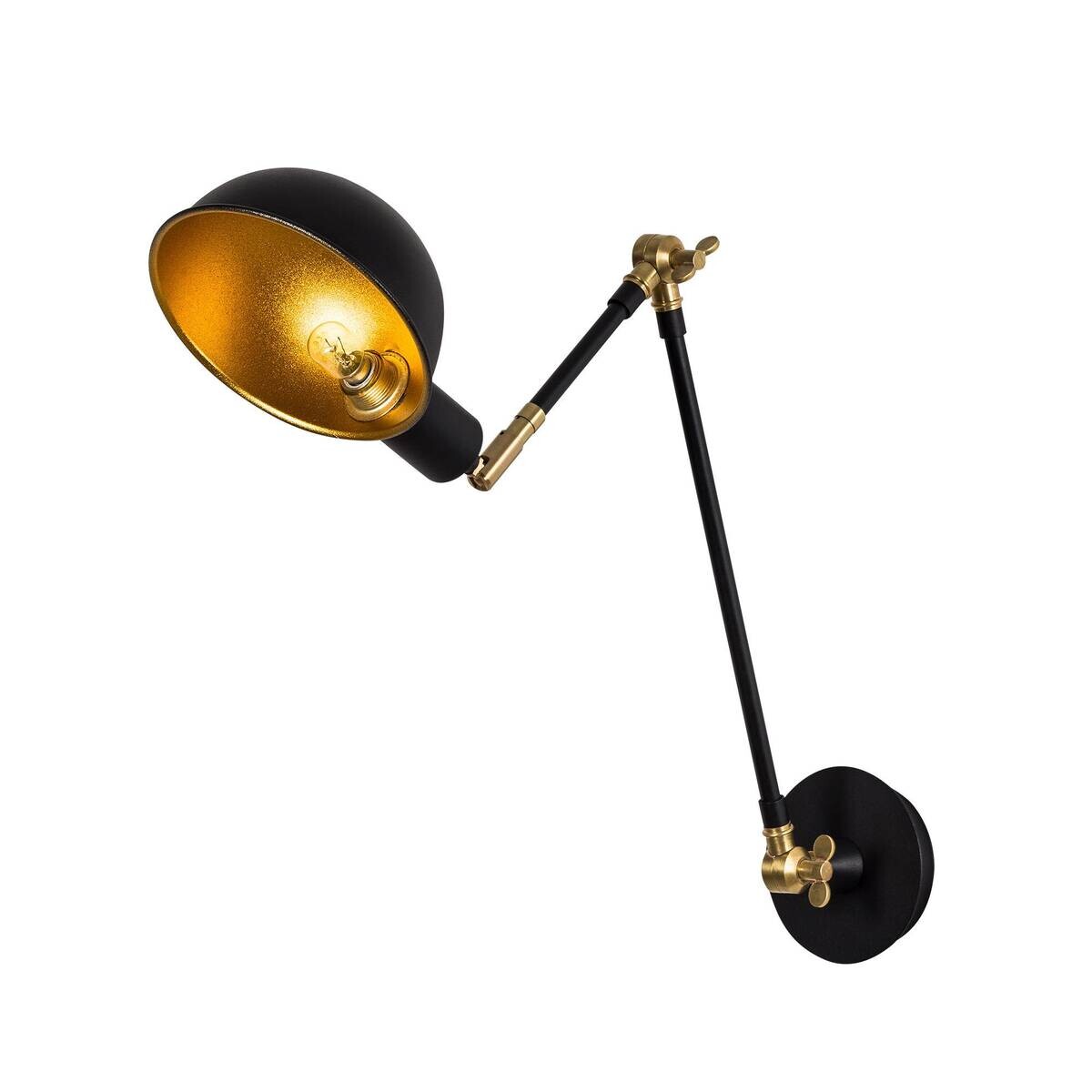 Opviq Wandleuchte gold schwarz Metall B/H/L: ca. 30x50x15 cm E27 1 Brennstellen
