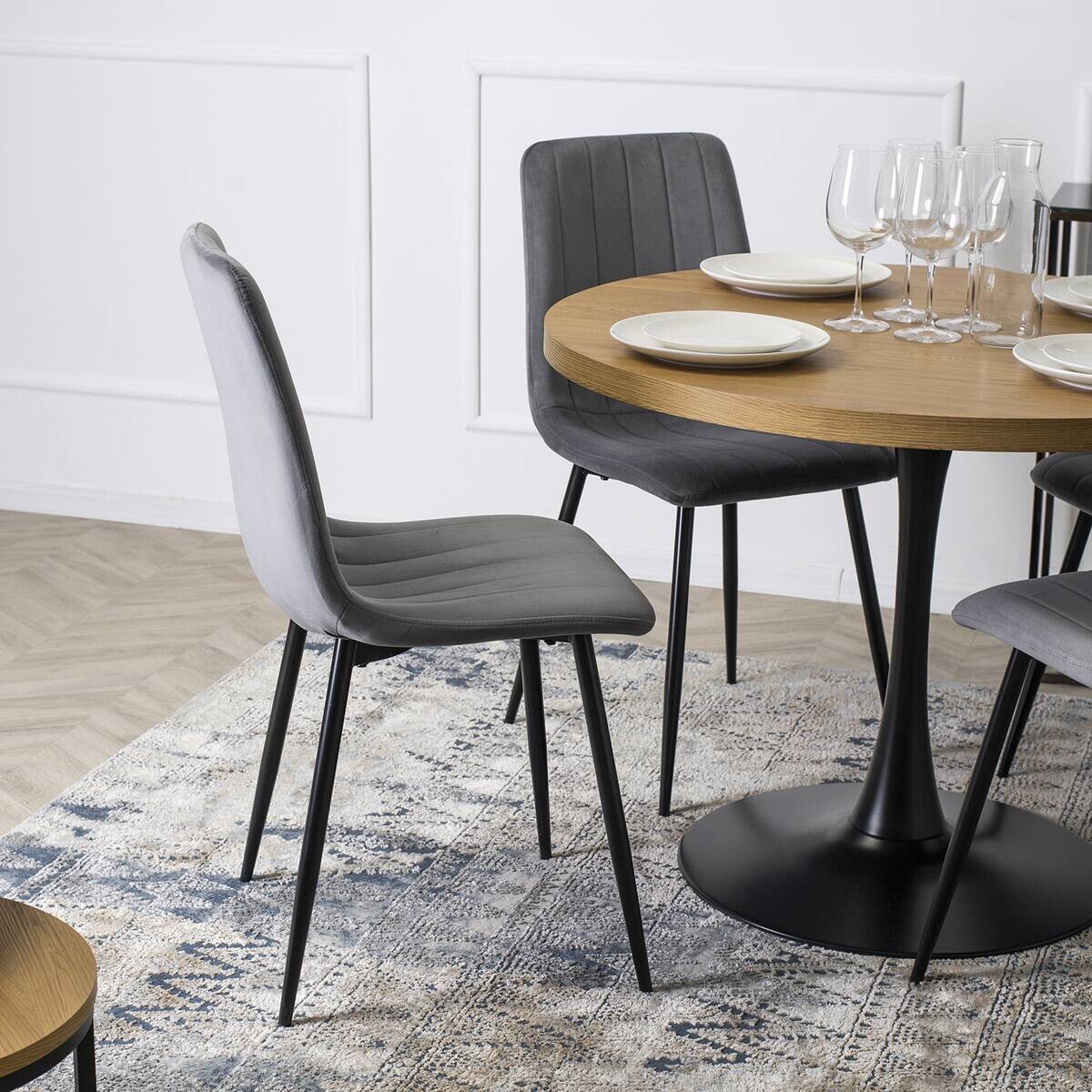 Stuhl IBIS grau Velourstoff B/H/T: ca. 43x90,5x50 cm