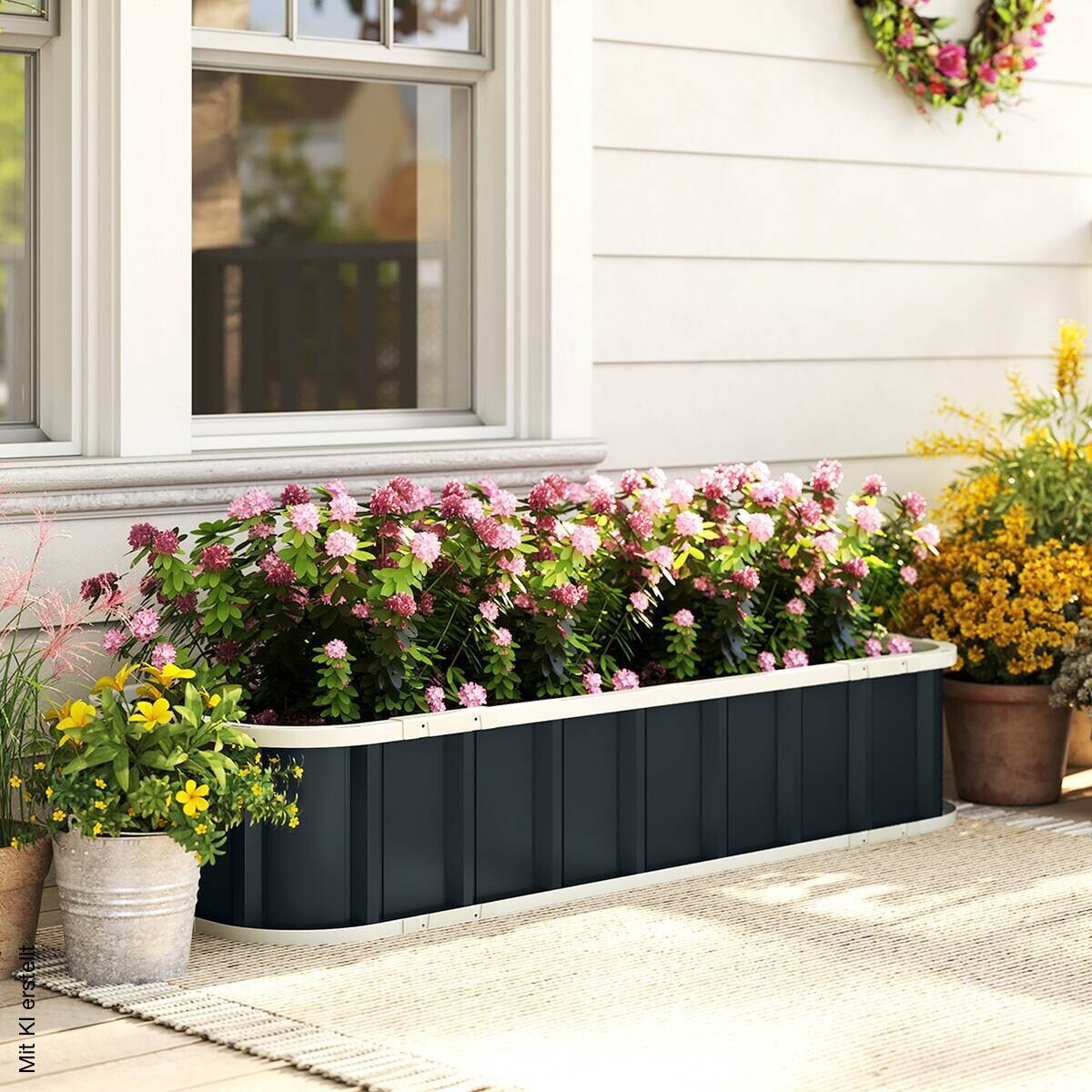 Outsunny Hochbeet dunkelgrau B/H/T/L: ca. 52x31x52x136 cm
