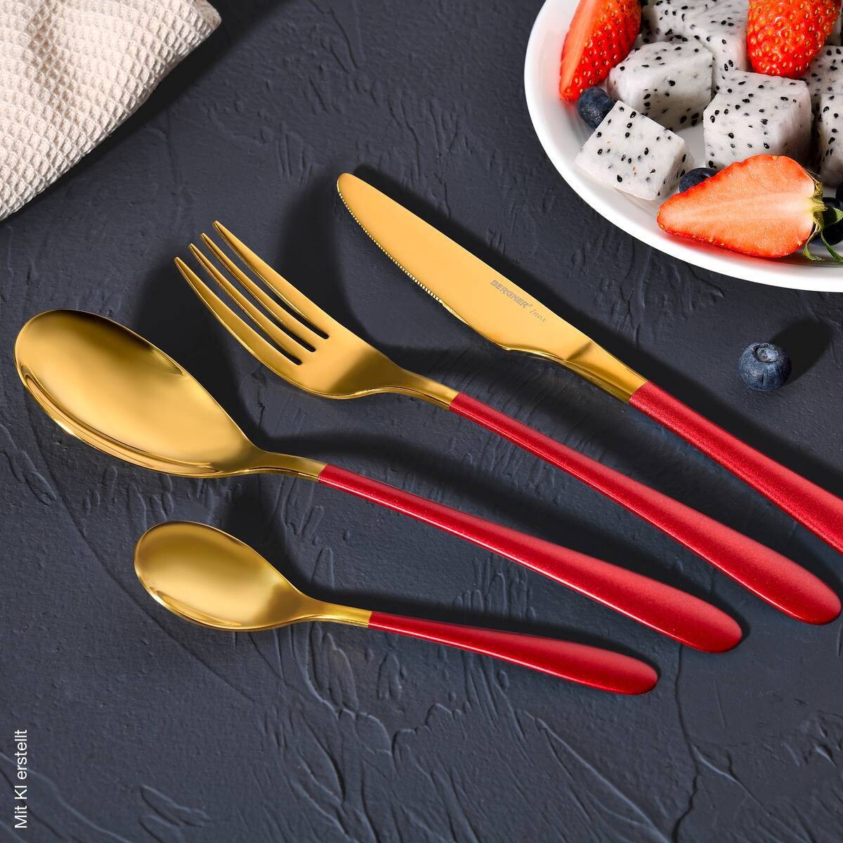 BERGNER Besteckset Lisboa red rot Edelstahl 16 tlg.