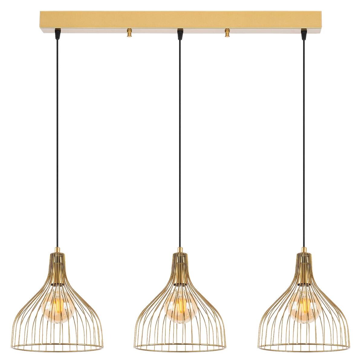 Opviq Pendelleuchte Cafu-11566-1 gold B/H/T/L: ca. 25x121x25x94 cm E27 3 Brennstellen