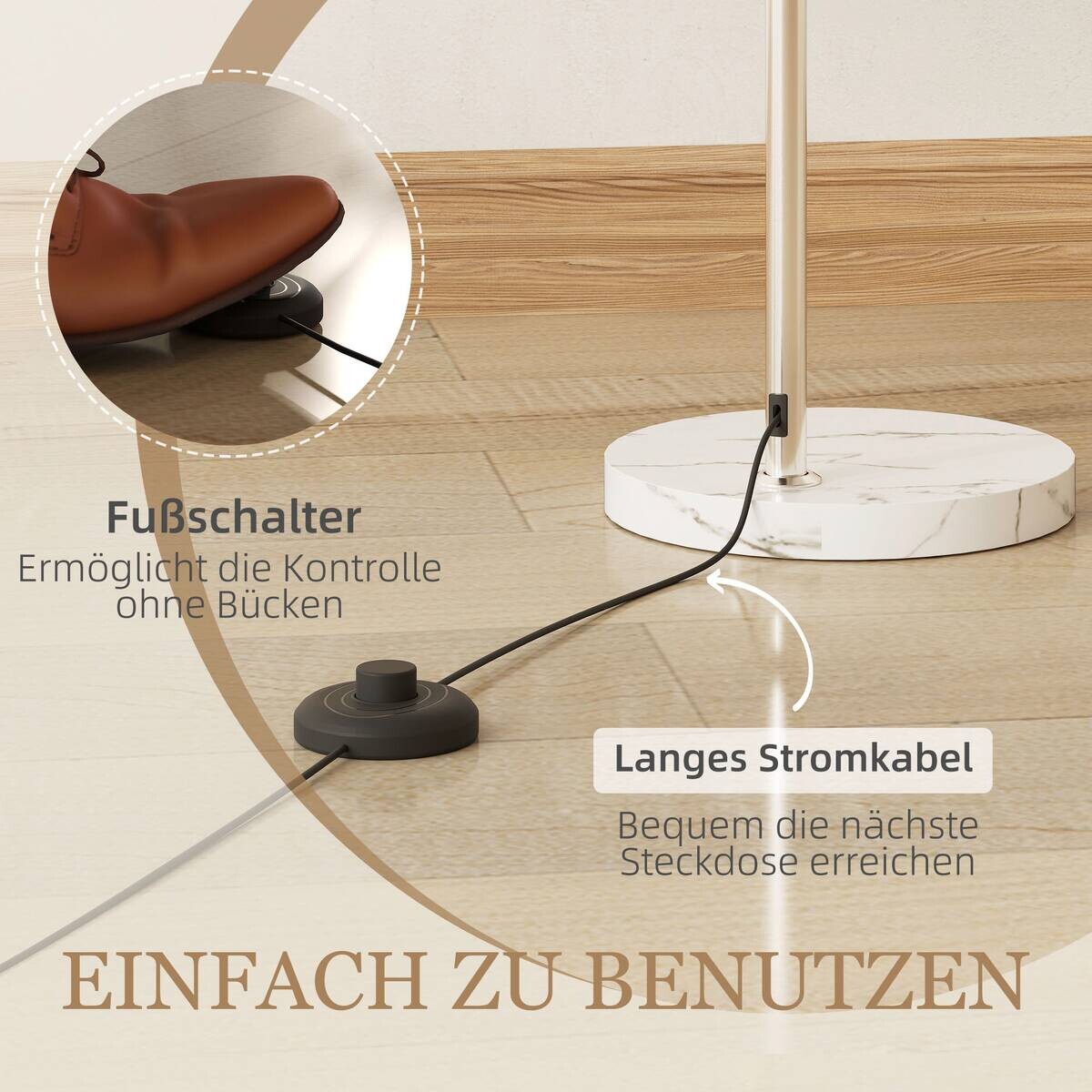 HOMCOM Stehleuchte orange Metall B/H/L: ca. 26x180x90 cm E27 1 Brennstellen