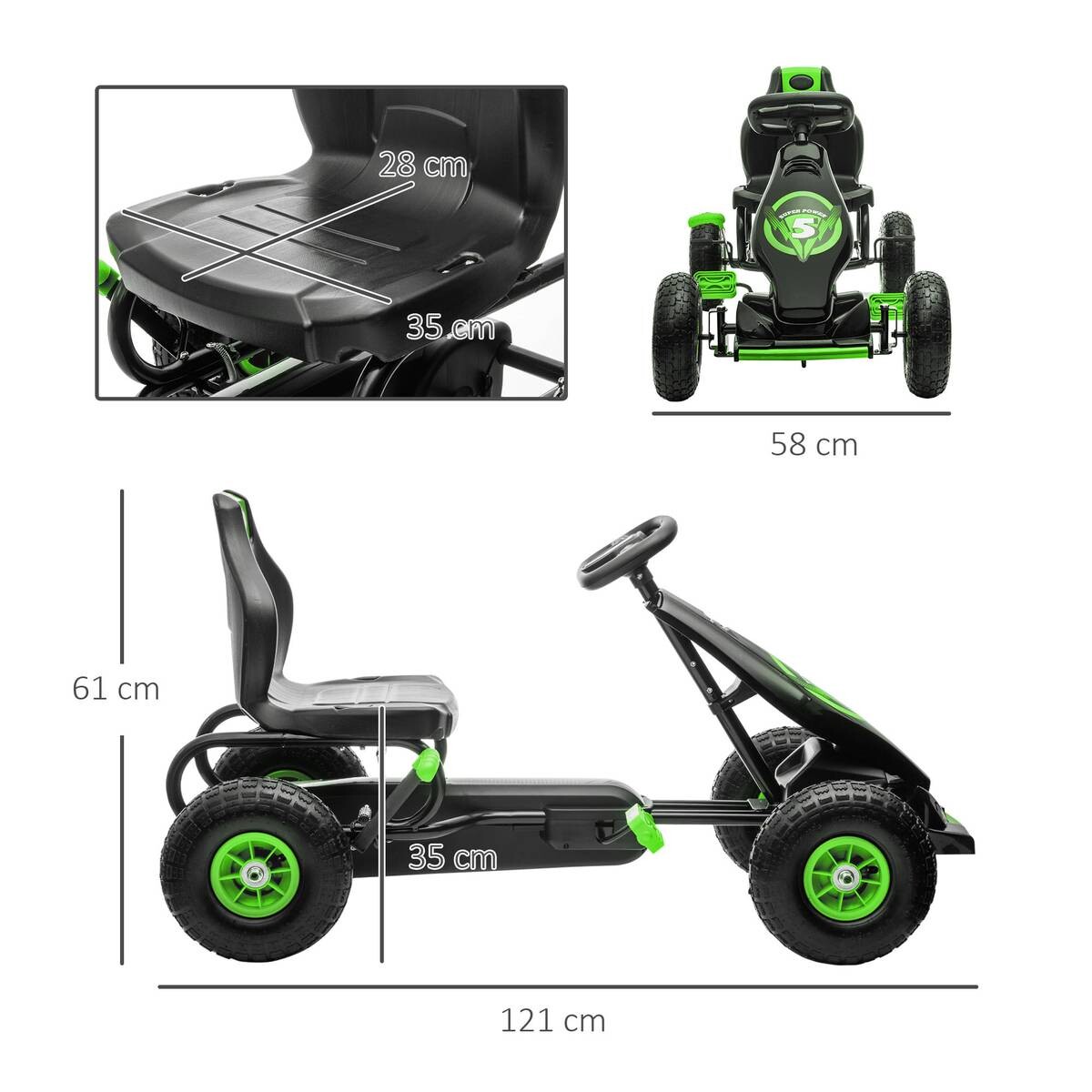 AIYAPLAY Go Kart grün B/H/L: ca. 58x61x121 cm