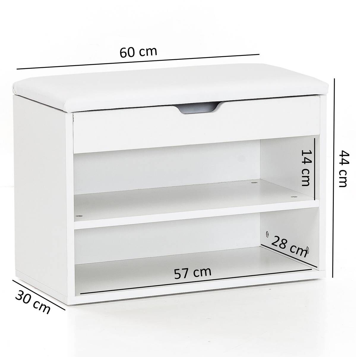 Schuhbank weiß weiß B/H/T: ca. 60x40x30 cm