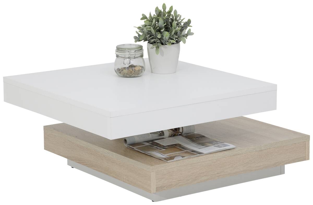 Hela Couchtisch ANDY weiß Eiche Sonoma Holzwerkstoff Holzwerkstoff B/H/T: ca. 67x35x67 cm