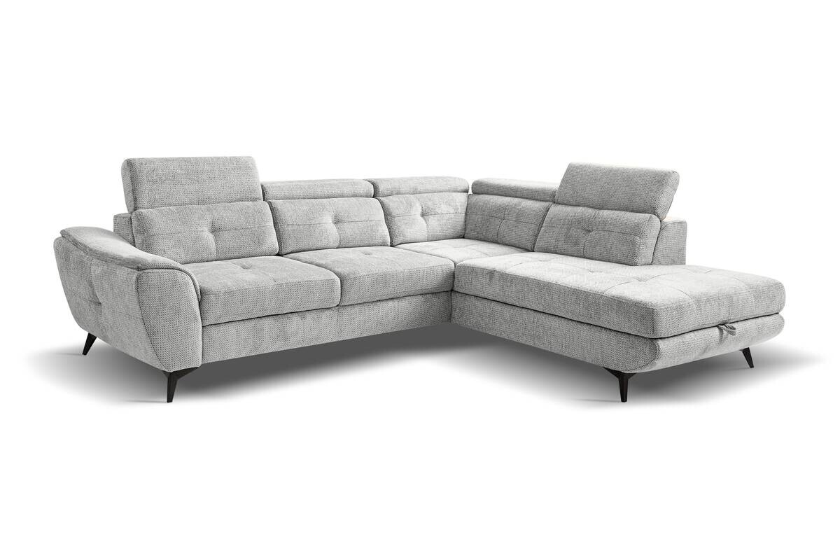 Ecksofa mit Bettfunktion und Bettkasten silber Microfaser B/H/T: ca. 274x82x231 cm