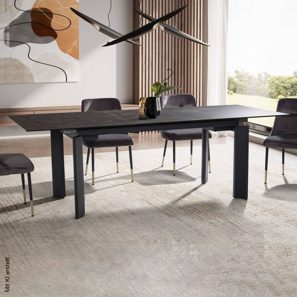 Esstisch schwarz Marmor Optik B/H/T: ca. 180x77x95 cm