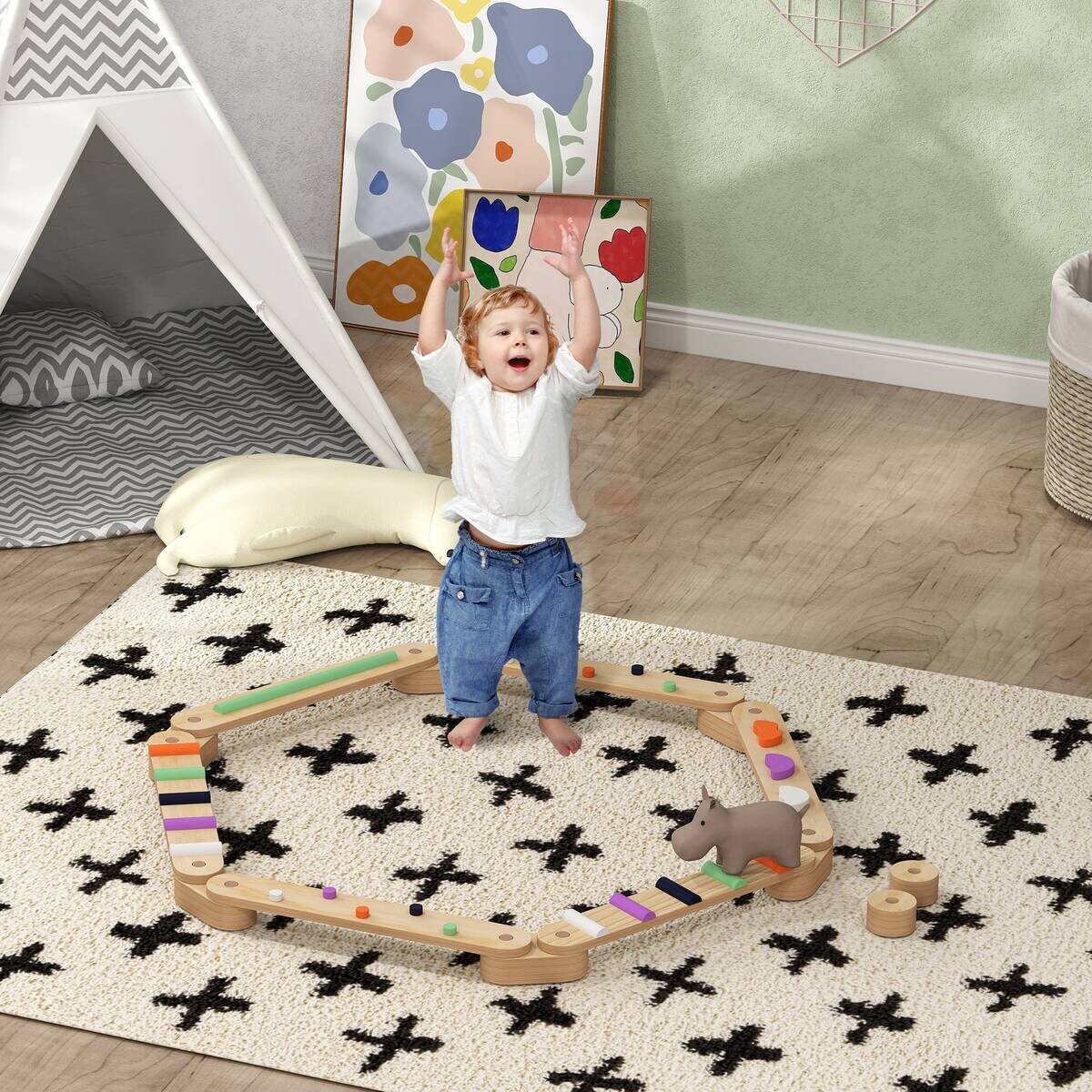 AIYAPLAY Kinder Balancierbalken B/H/L: ca. 115x8,5x130 cm
