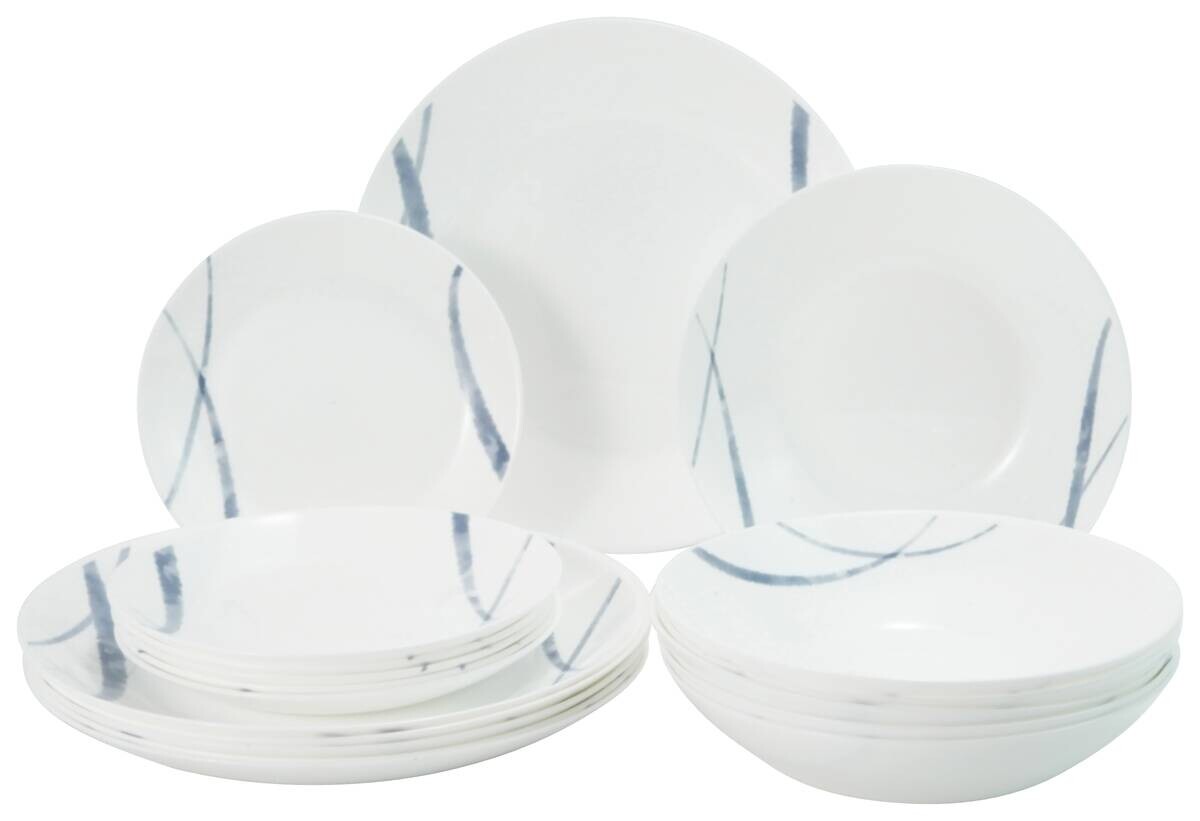 van Well Tafel-Set weiß Opal-Hartglas 2 tlg.