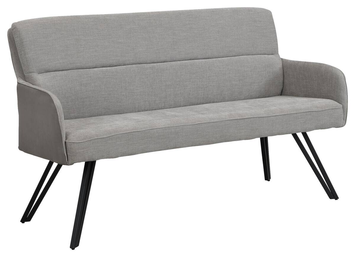 Sitzbank TINO schwarz grau Metall Microfaser B/H/T: ca. 140x94x67 cm