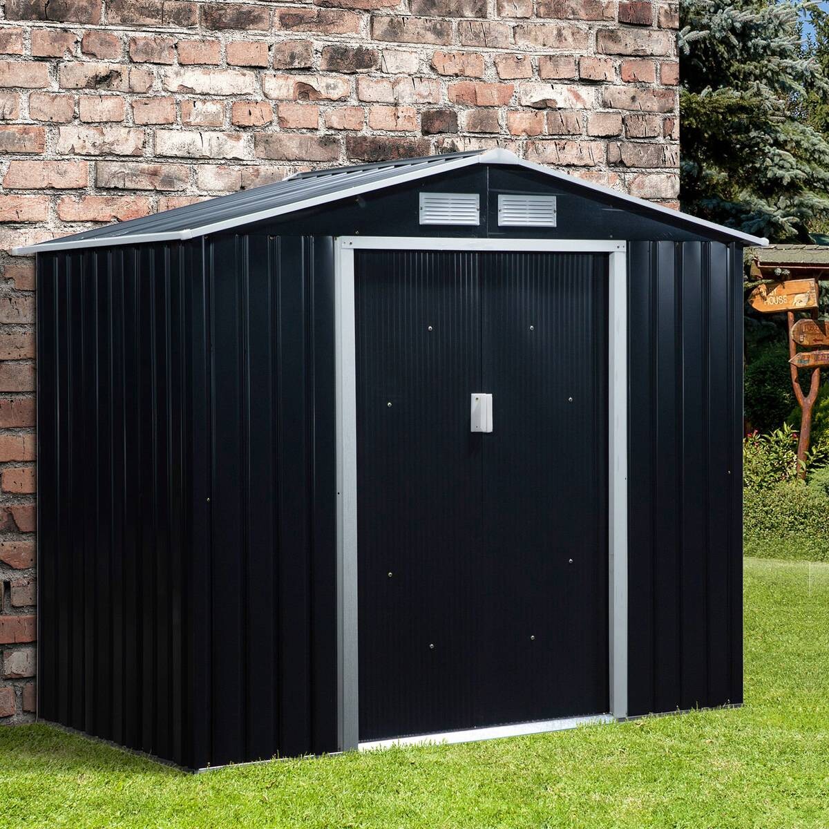 Outsunny Gartenhaus grau B/H/L: ca. 130x185x213 cm