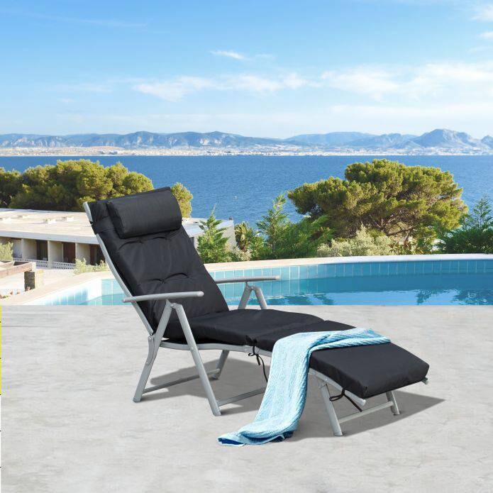 Outsunny Sonnenliege schwarz Metall B/H/L: ca. 64x101x180 cm