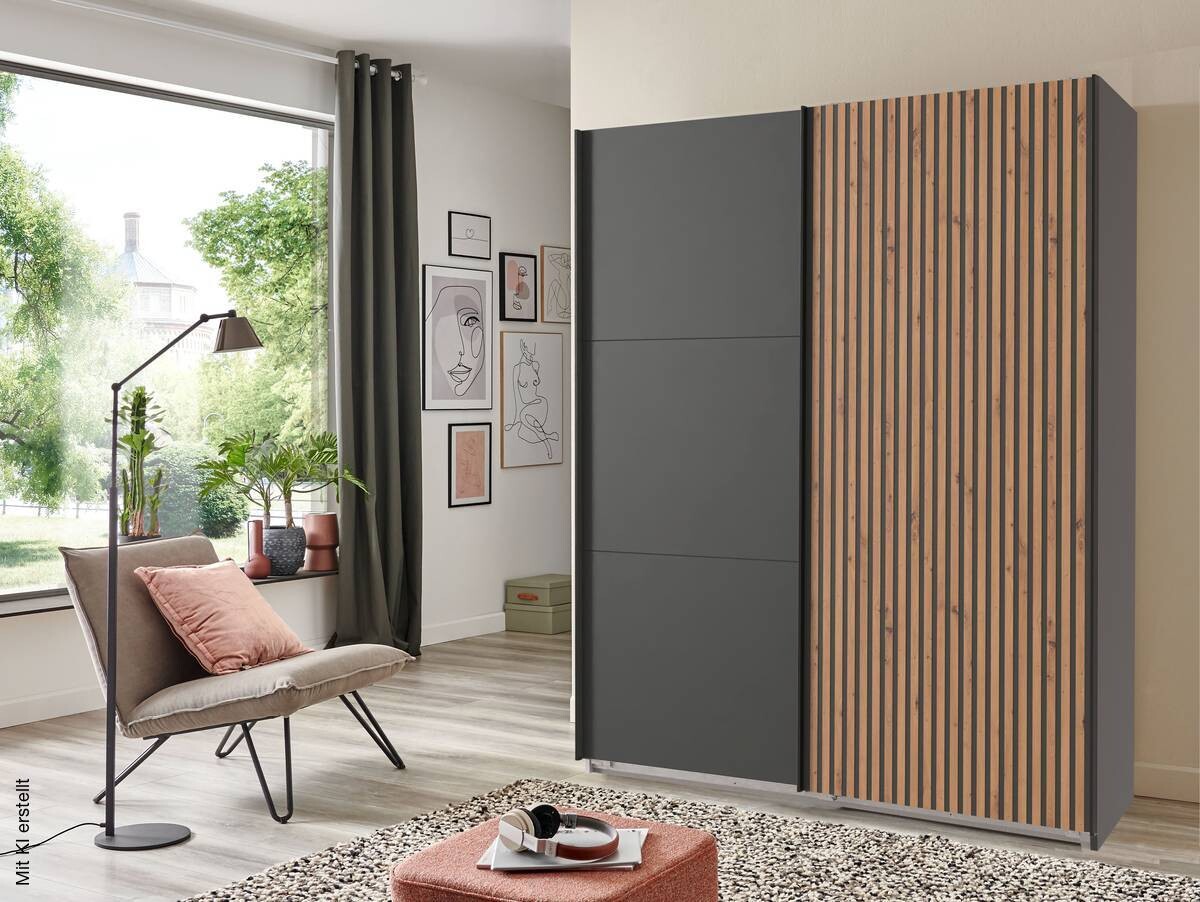 Schwebetürenschrank Andorra Graphit B/H/T: ca. 200x216x65 cm