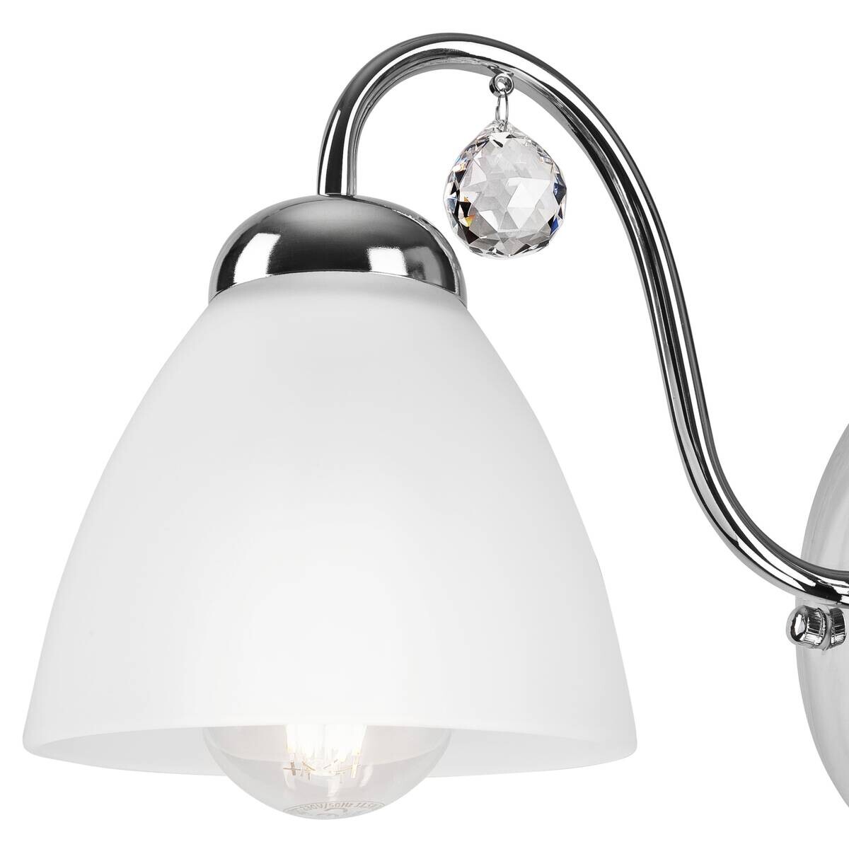 Lamkur Wandleuchte Miranda Chrom Metall Glas H/L: ca. 20x14 cm E27 1 Brennstellen