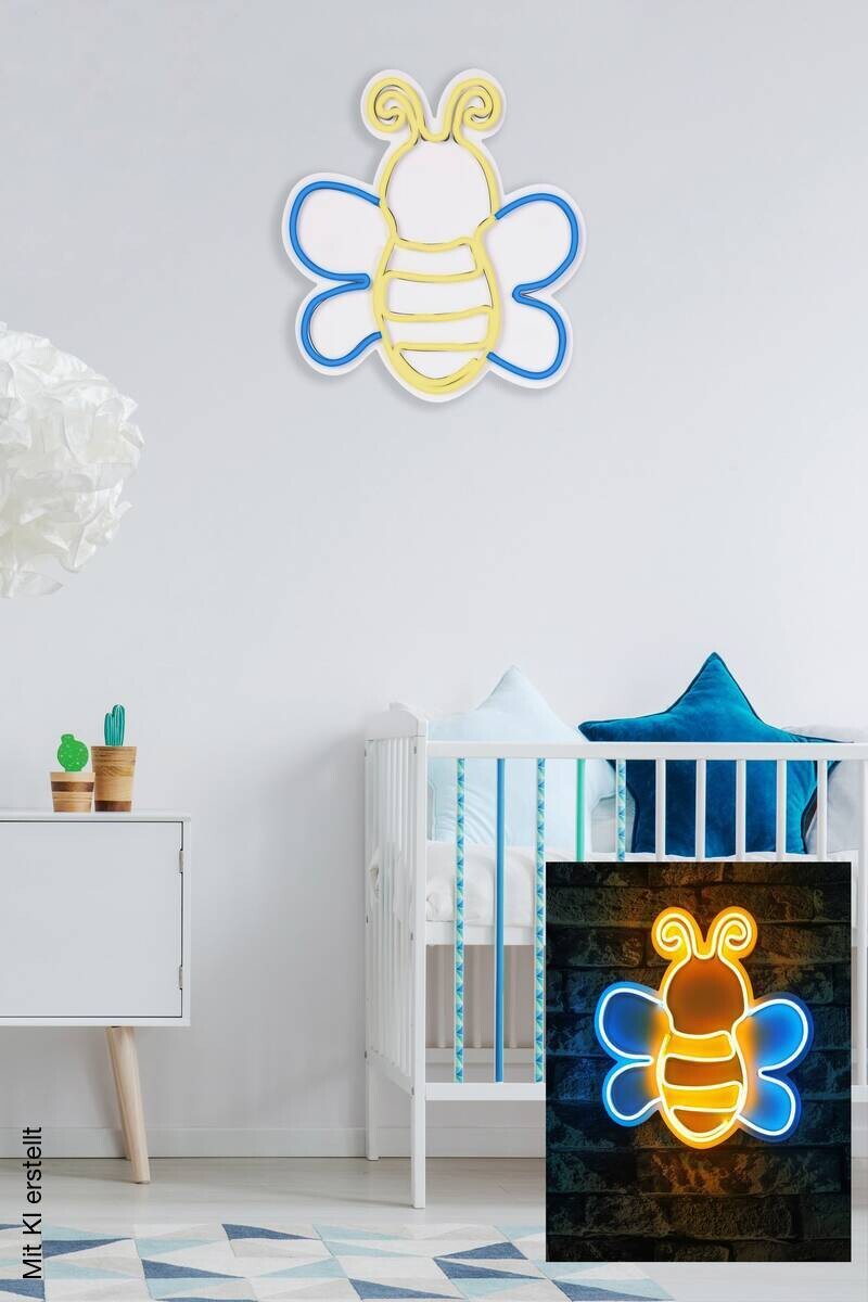 Opviq LED-Wandleuchte blau gelb PVC B/H/T/L: ca. 29x32x3x29 cm