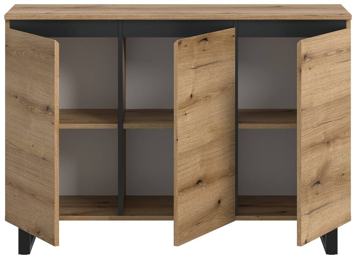 Sideboard Tomasa Evoke Oak Nachbildung schwarz B/H/T: ca. 120x84x36 cm