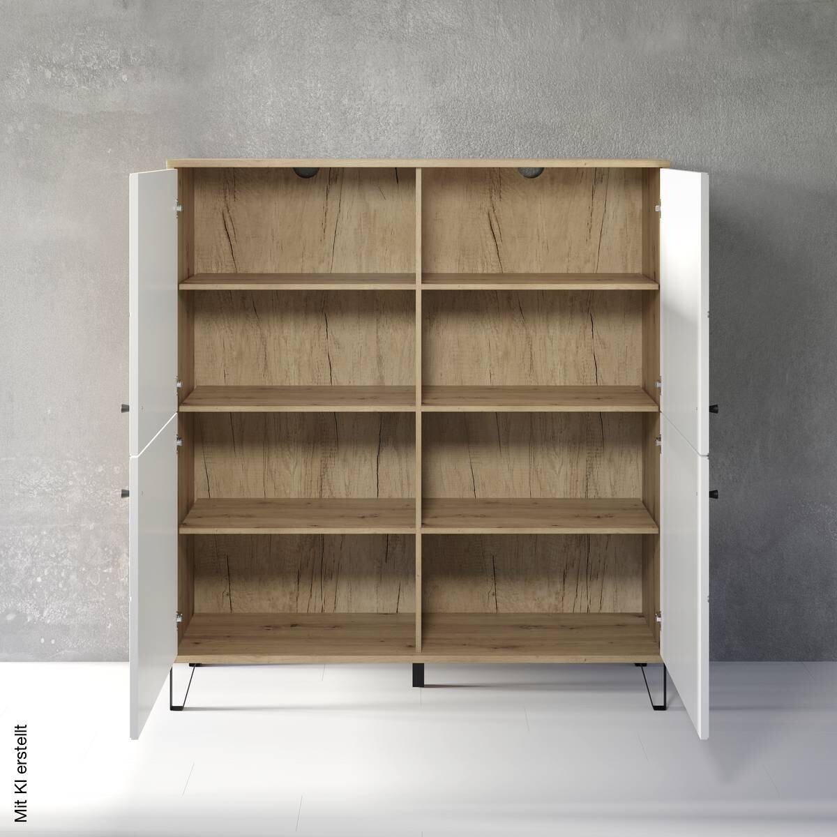 Highboard Touch Eiche Artisan Nachbildung weiß matt B/H/T: ca. 123x136x40 cm