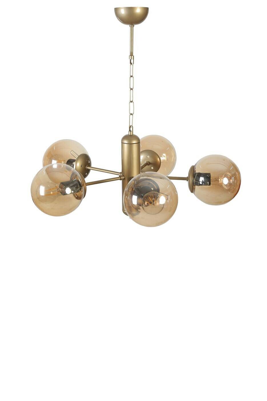 Pendelleuchte gold braun Glas Metall B/H/L/D: ca. 45x70x45x45 cm E27 1 Brennstellen