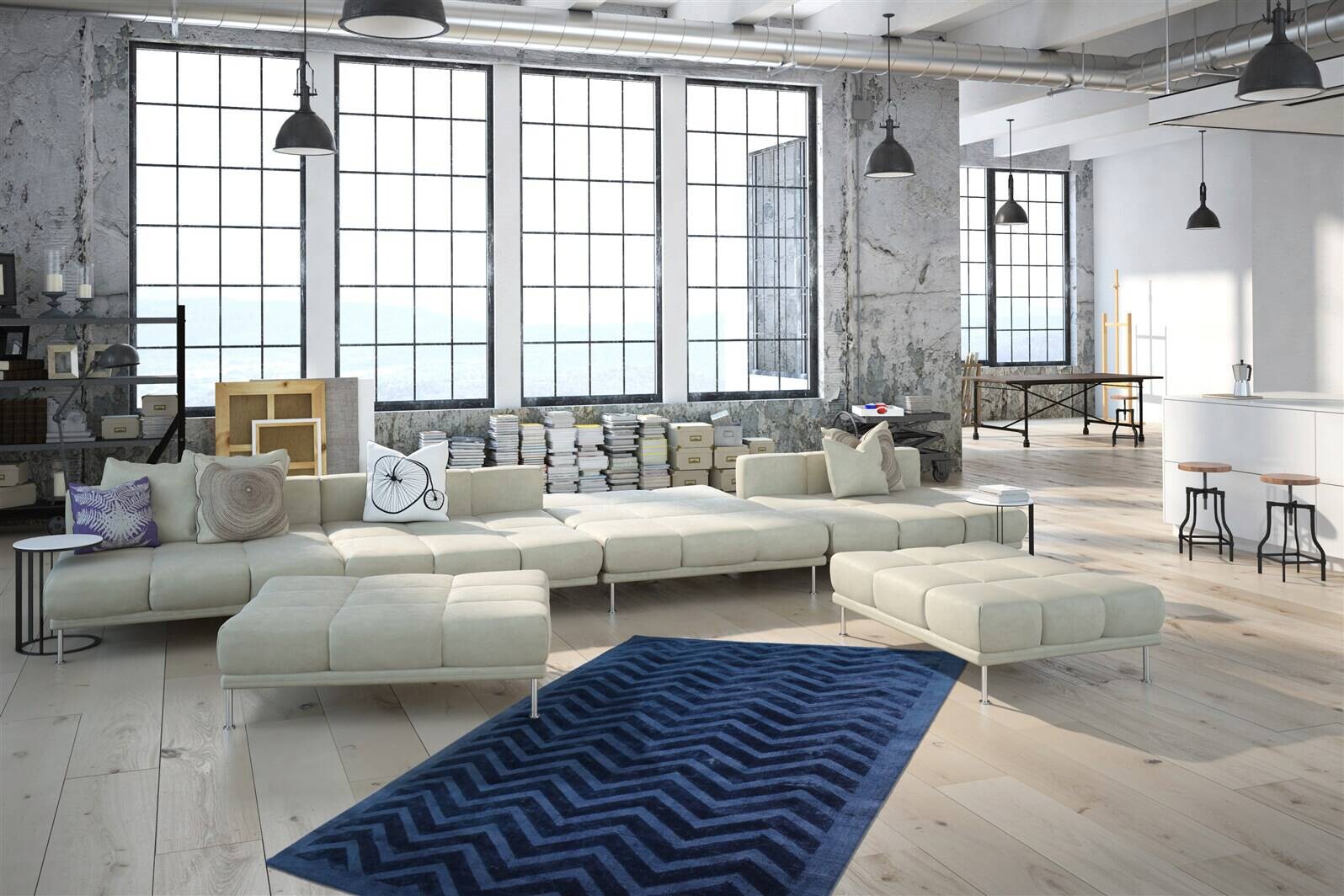 Kayoom Kurzflorteppich Luxury 410 marine B/H/L: ca. 120x0,8x170 cm