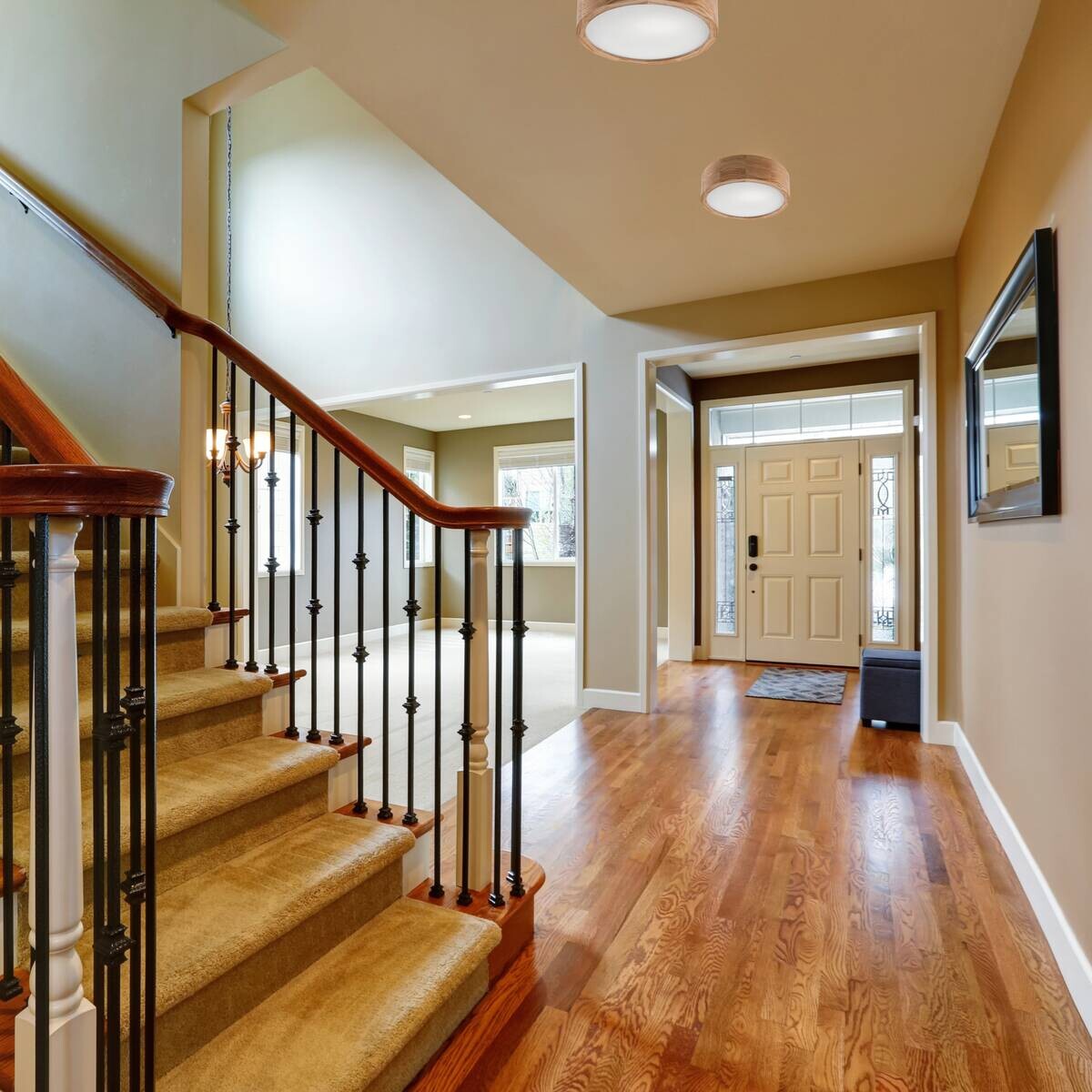 Lamkur Deckenleuchte Eveline Eiche Glas Holz H/L: ca. 8x27 cm E27 1 Brennstellen