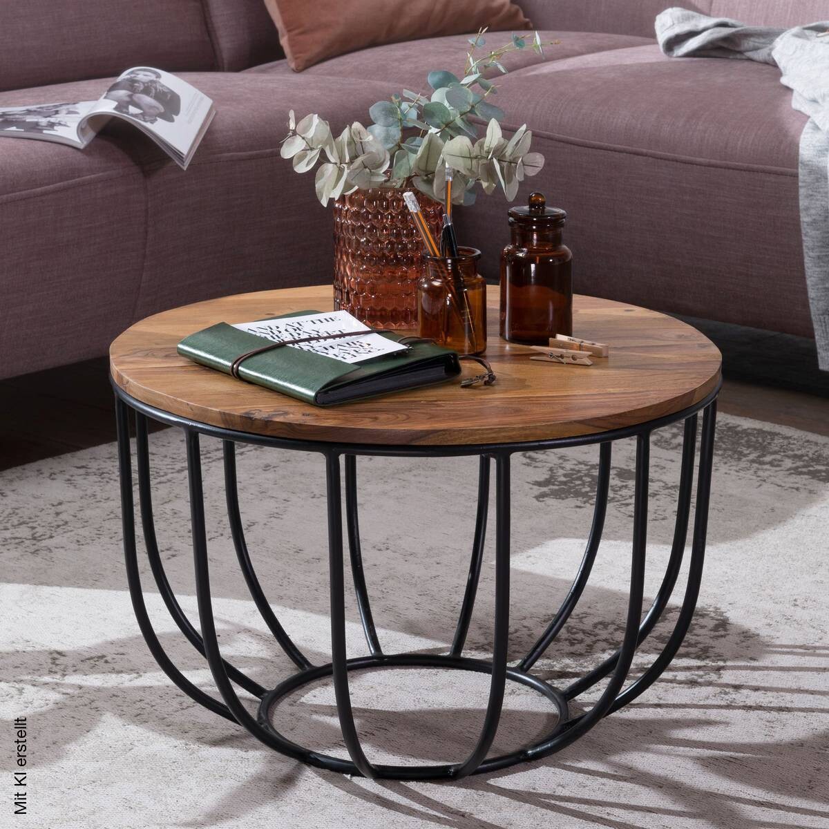 Couchtisch natur schwarz lackiert B/H/T: ca. 60x39x60 cm