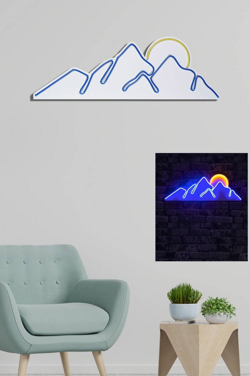 Opviq LED-Wandleuchte gelb blau PVC B/H/T/L: ca. 62x21x2x62 cm