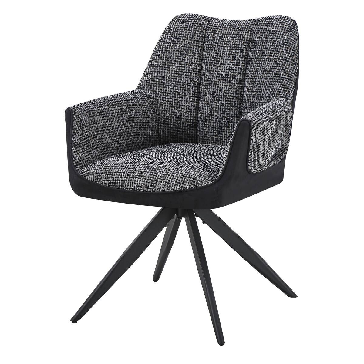 Armlehnstuhl Caro grau schwarz Webstoff B/H/T: ca. 65x86x61 cm
