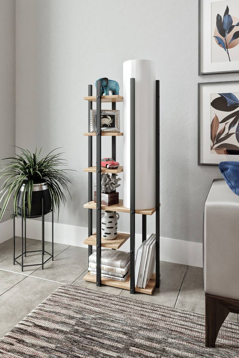 Opviq Stehleuchte weiß schwarz MDF Spanplatte B/H/T/L: ca. 25x135x25x45 cm E27 1 Brennstellen