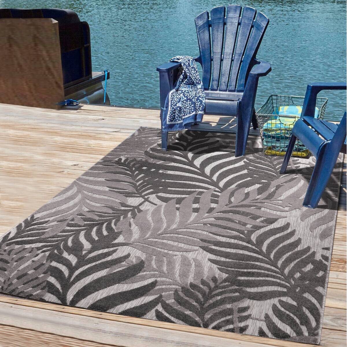 Sanat Outdoorteppich FLORAL grau B/L: ca. 140x200 cm