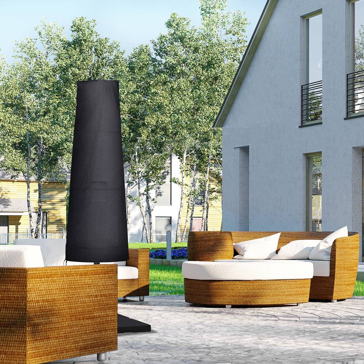 Outsunny Schutzhülle für Sonnenschirm schwarz Fiberglas B/H/L: ca. 80x0,1x200 cm