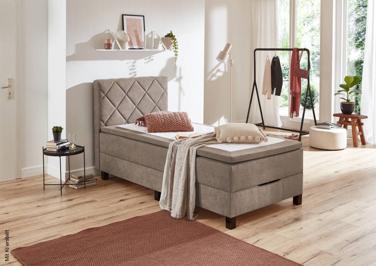 Boxspringbett Jeff taupe Liegefläche B/L: ca. 100x200 cm