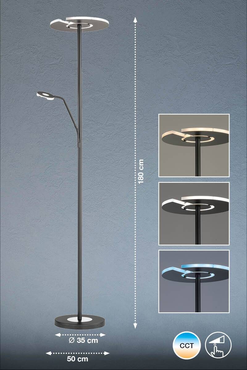 Fischer & Honsel Stehlampe 40318 Chrom schwarz Metall B/H/T: ca. 35x180x50 cm 1 Brennstellen