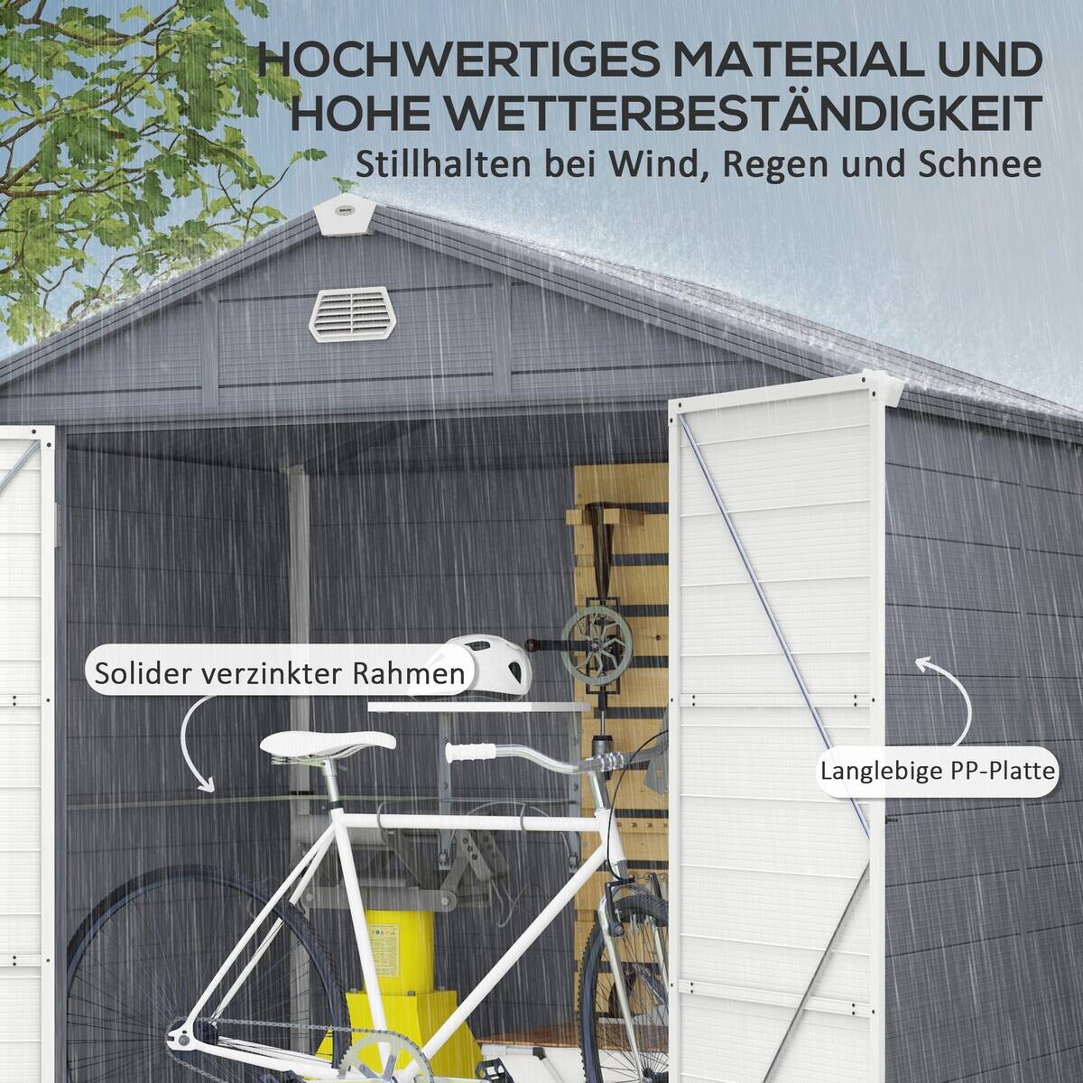 Outsunny Gerätehaus grau B/H/L: ca. 190x228x240 cm