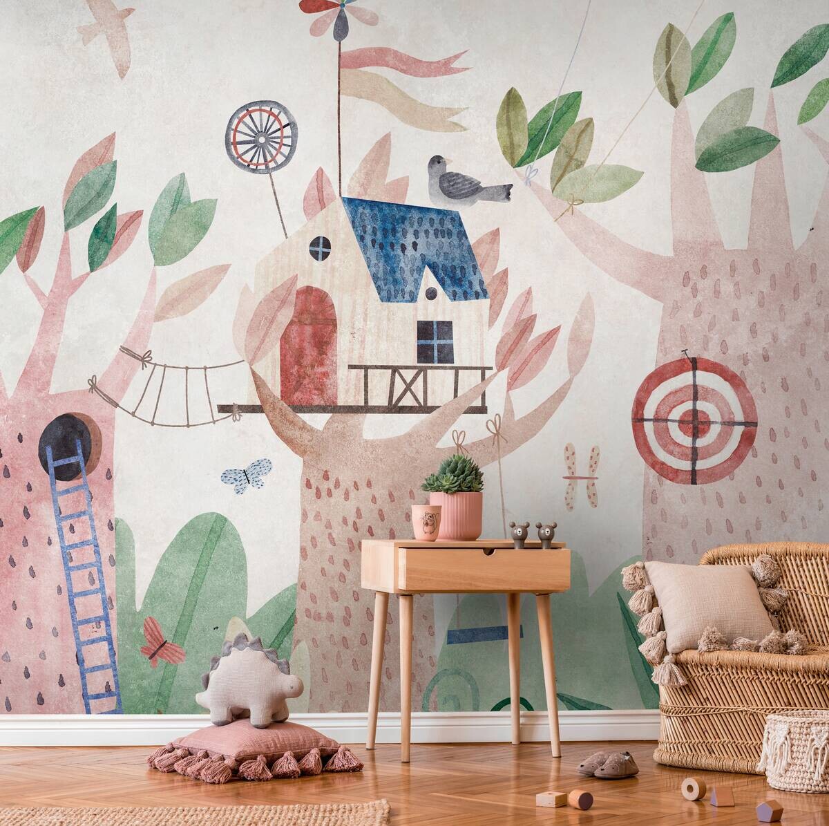 Livingwalls Fototapete Baumhäuser beige bunt braun B/L: ca. 280x371 cm
