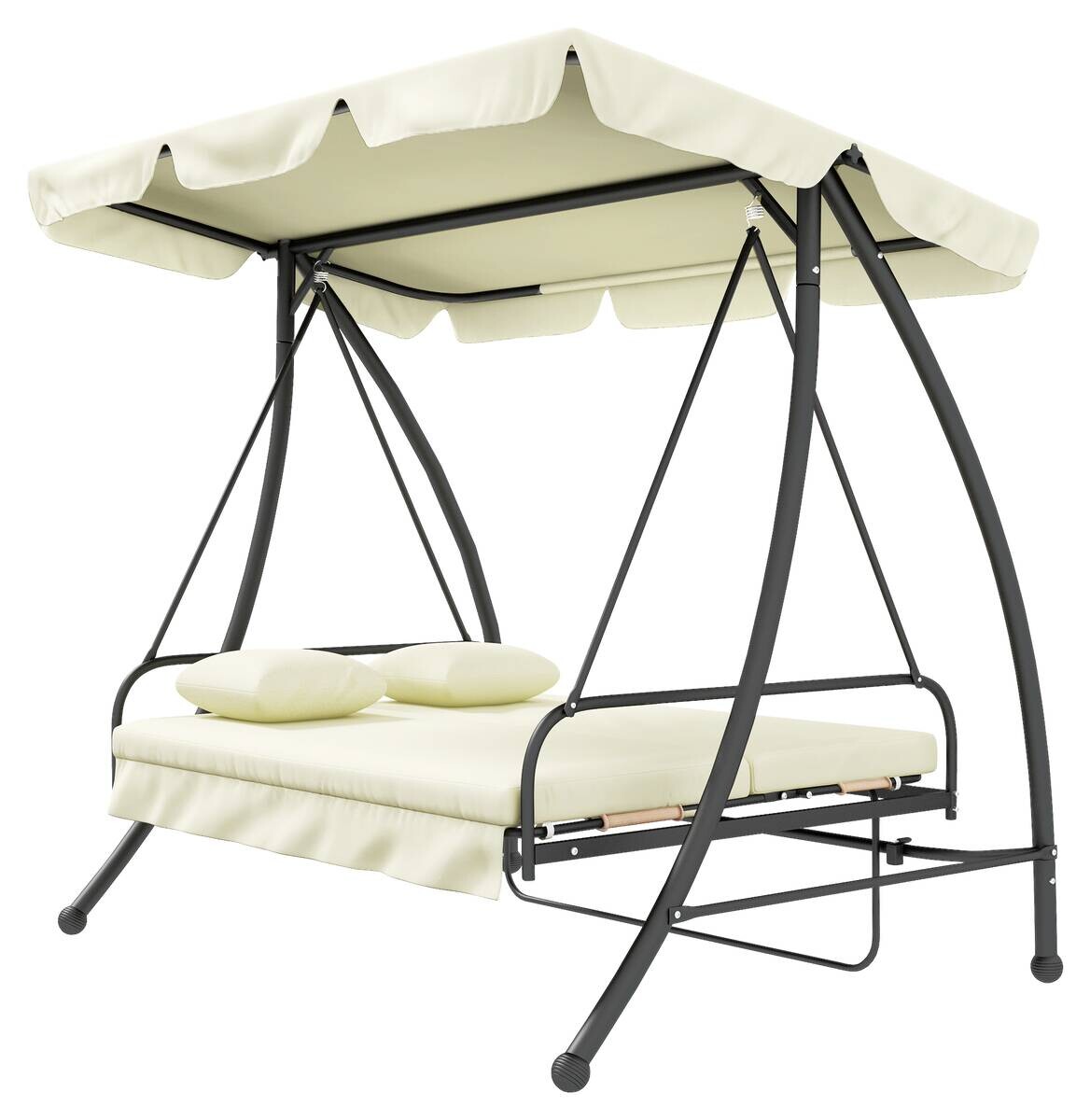 Outsunny Hollywoodschaukel cremeweiß Polyester B/H/L: ca. 125x170x200 cm