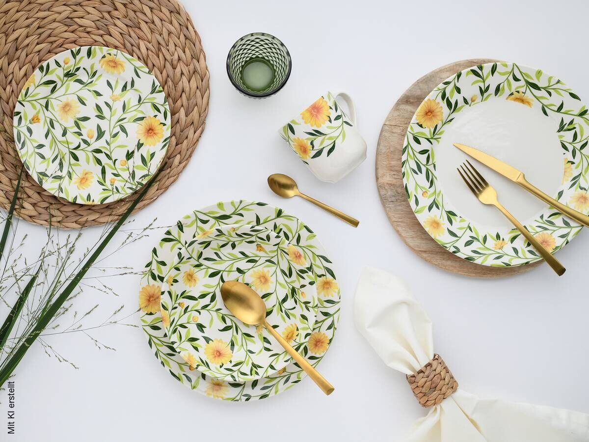 CreaTable Kombiservice Amarilla gelb Steingut 16 tlg.