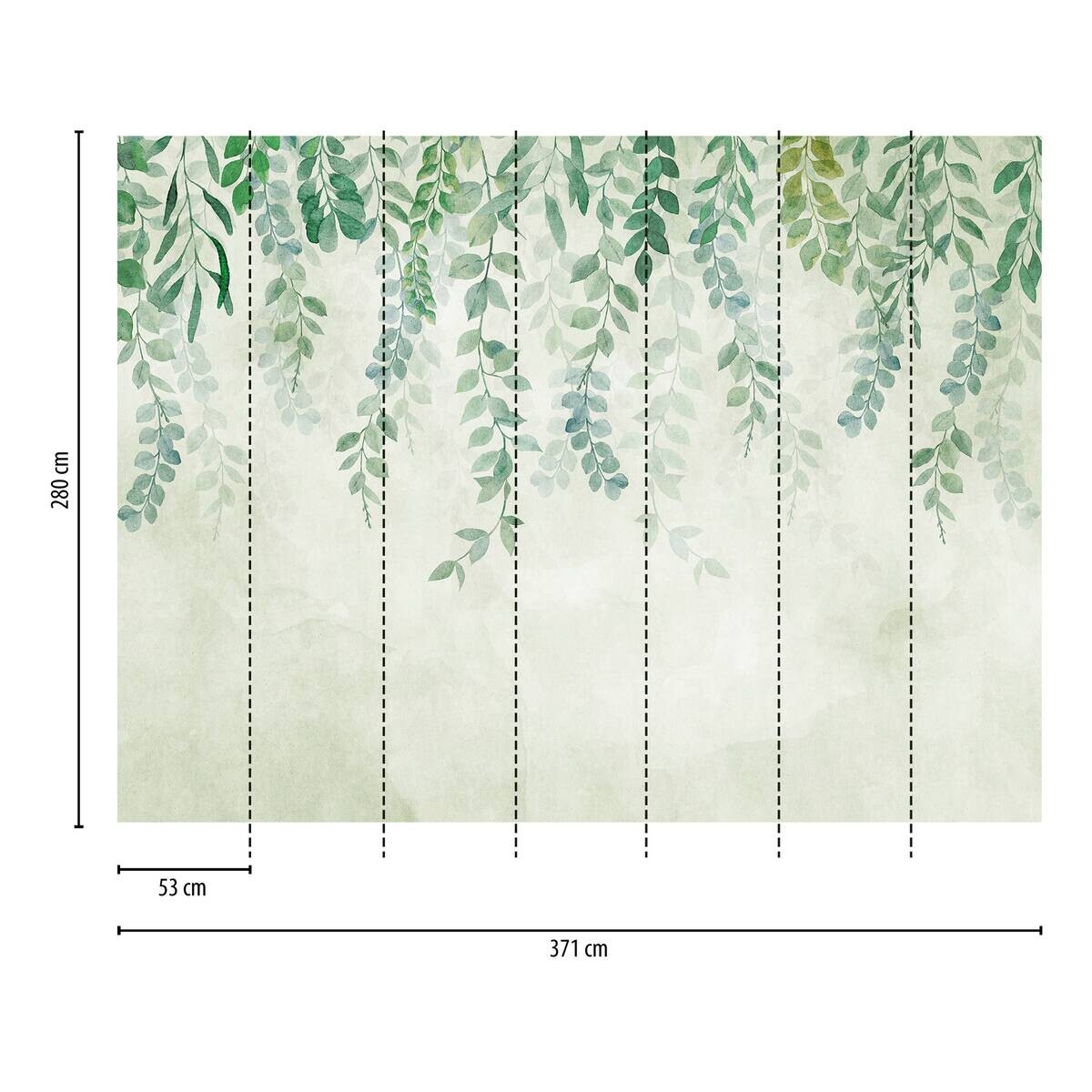 Livingwalls Fototapete Blätter creme blau grün B/L: ca. 280x371 cm