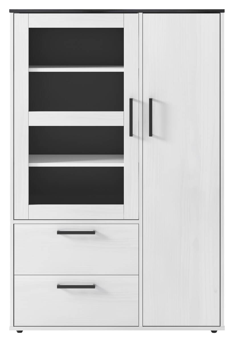 Highboard Smart 1 Massivholz kiefer weiß schwarz B/H/T: ca. 98x149x40 cm