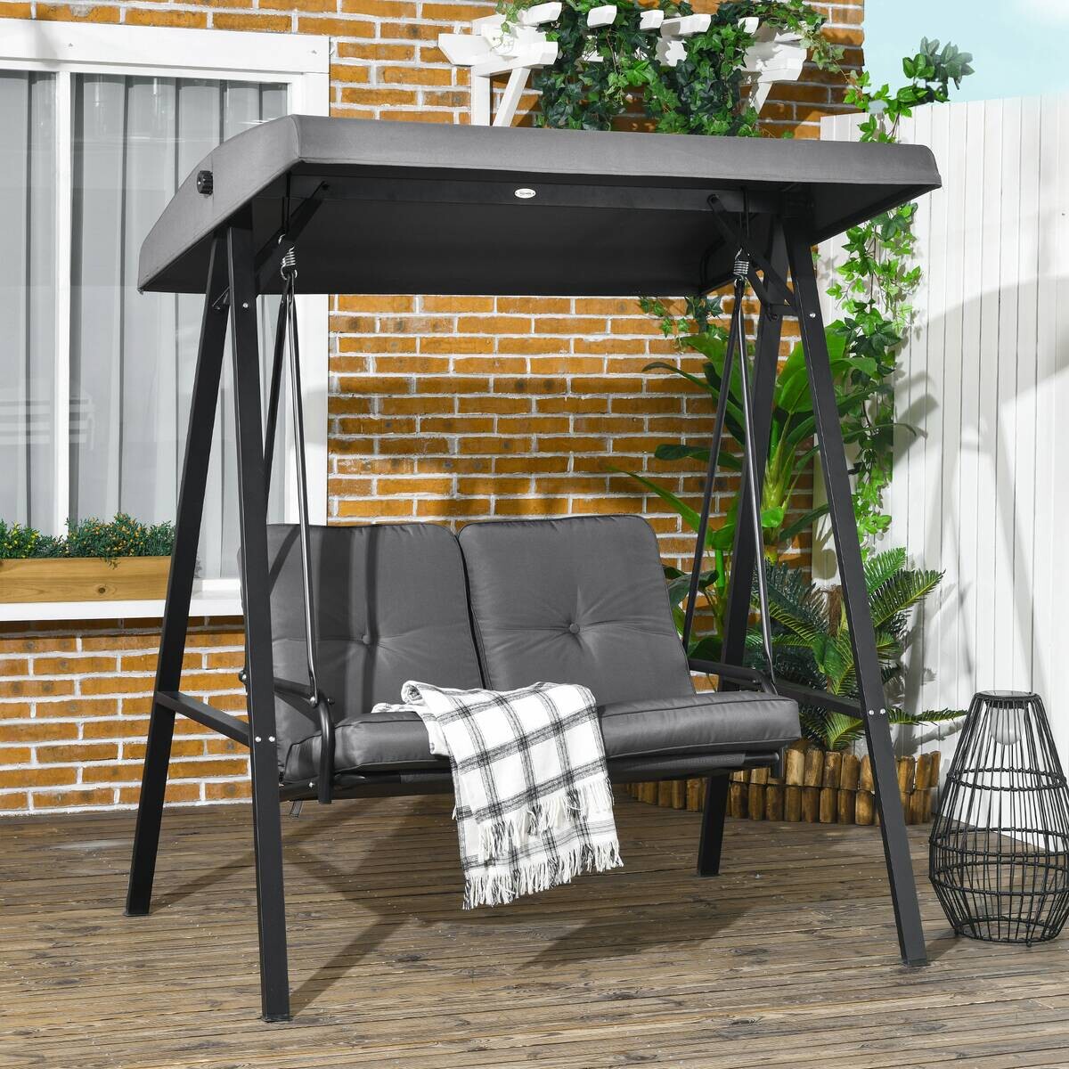 Outsunny Hollywoodschaukel dunkelgrau Polyester B/H/L: ca. 116x172x145 cm