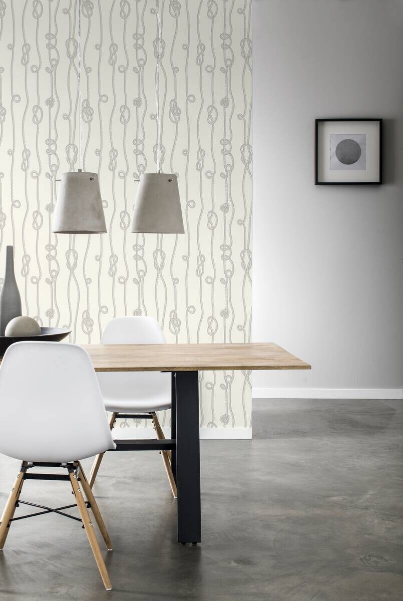 Vliestapete Seemannsknoten beige grau B/L: ca. 53x1005 cm