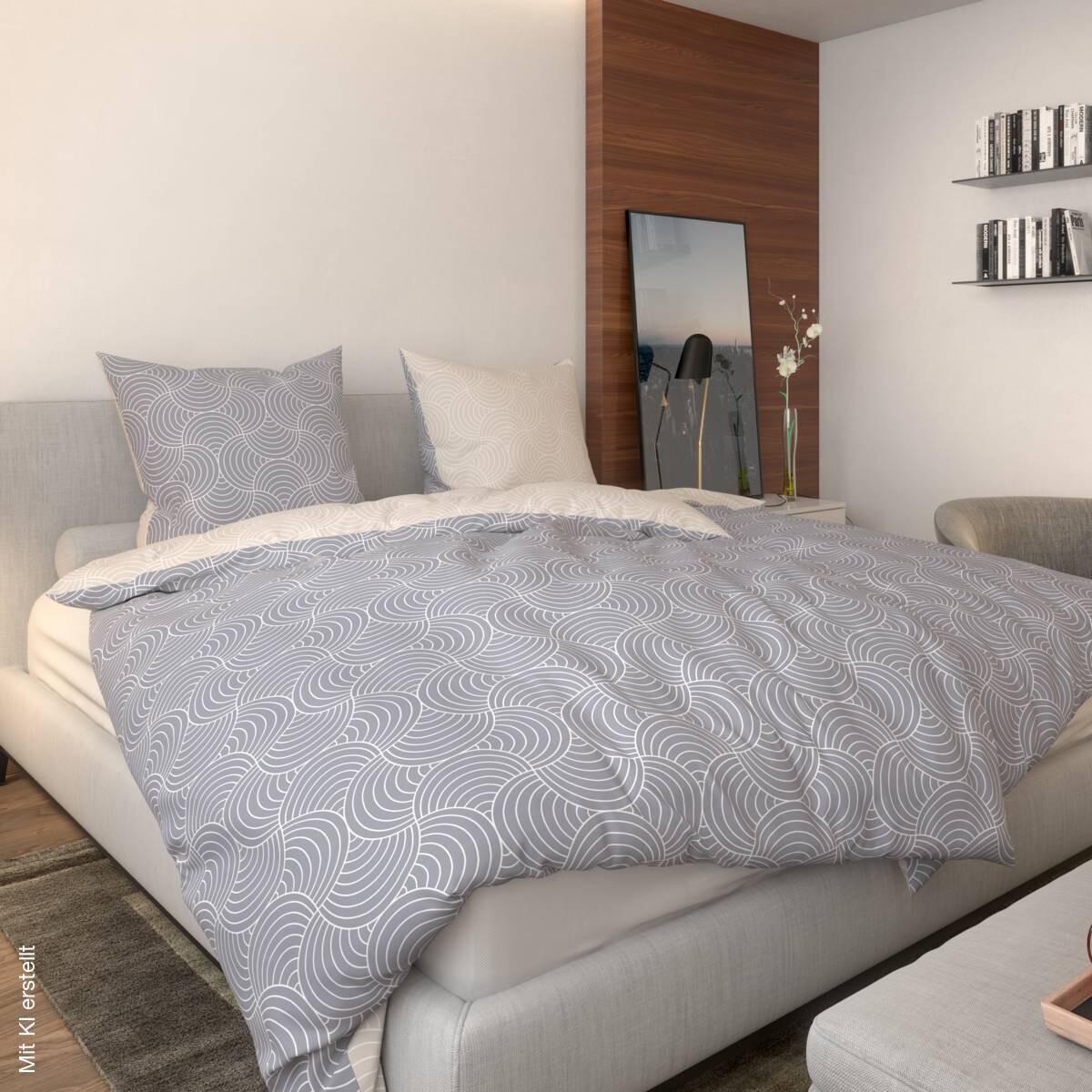 Baumwoll Bettwäsche Renforce grau beige 100% Baumwolle B/L: ca. 155x220 cm