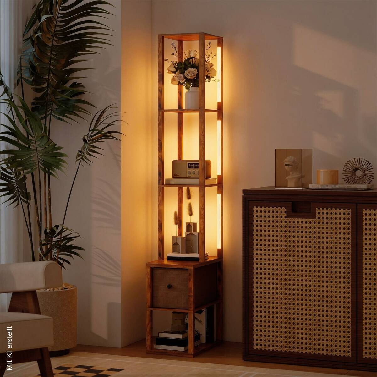 HOMCOM Stehleuchte braun MDF B/H/L: ca. 26,5x169x43,5 cm