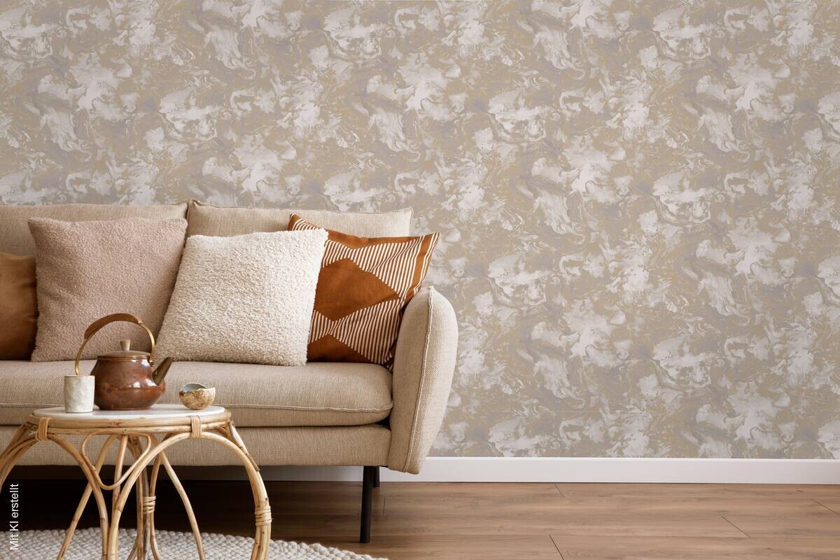 UGEPA Papiertapete Marmoroptik beige gold B/L: ca. 53x1005 cm