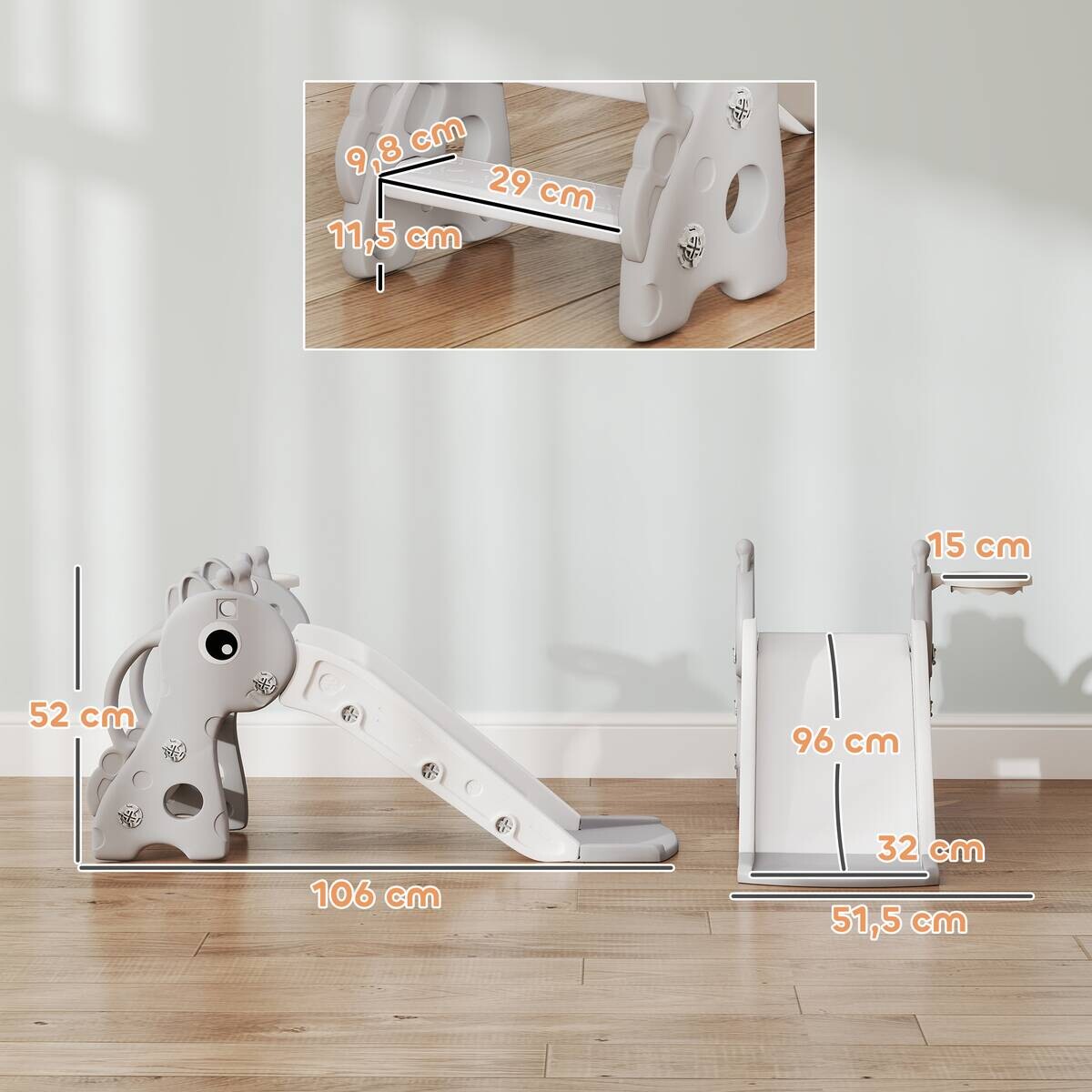 AIYAPLAY Kinderrutsche grau B/H/L: ca. 51,5x52x106 cm