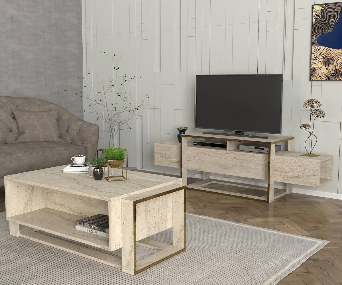 moebel17 Couchtisch Bianco beige Spanplatte B/H/T: ca. 107x41x60 cm