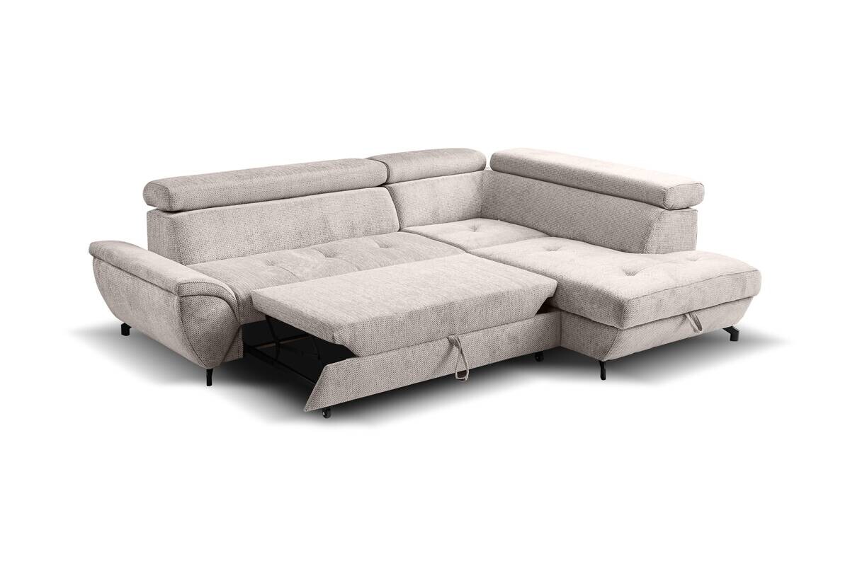 Ecksofa mit Bettfunktion und Bettkasten grau Microfaser B/H/T: ca. 263x77x210 cm